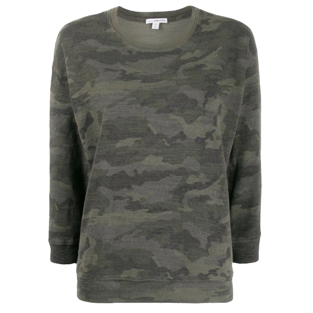 JAMES PERSE | Camouflage Print Scoop Neck Sweatshirt, Size S